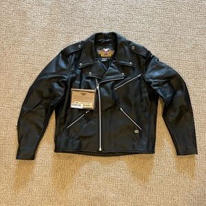New With Tags Harley Davidson Black Leather  Motorcycle Jacket XL